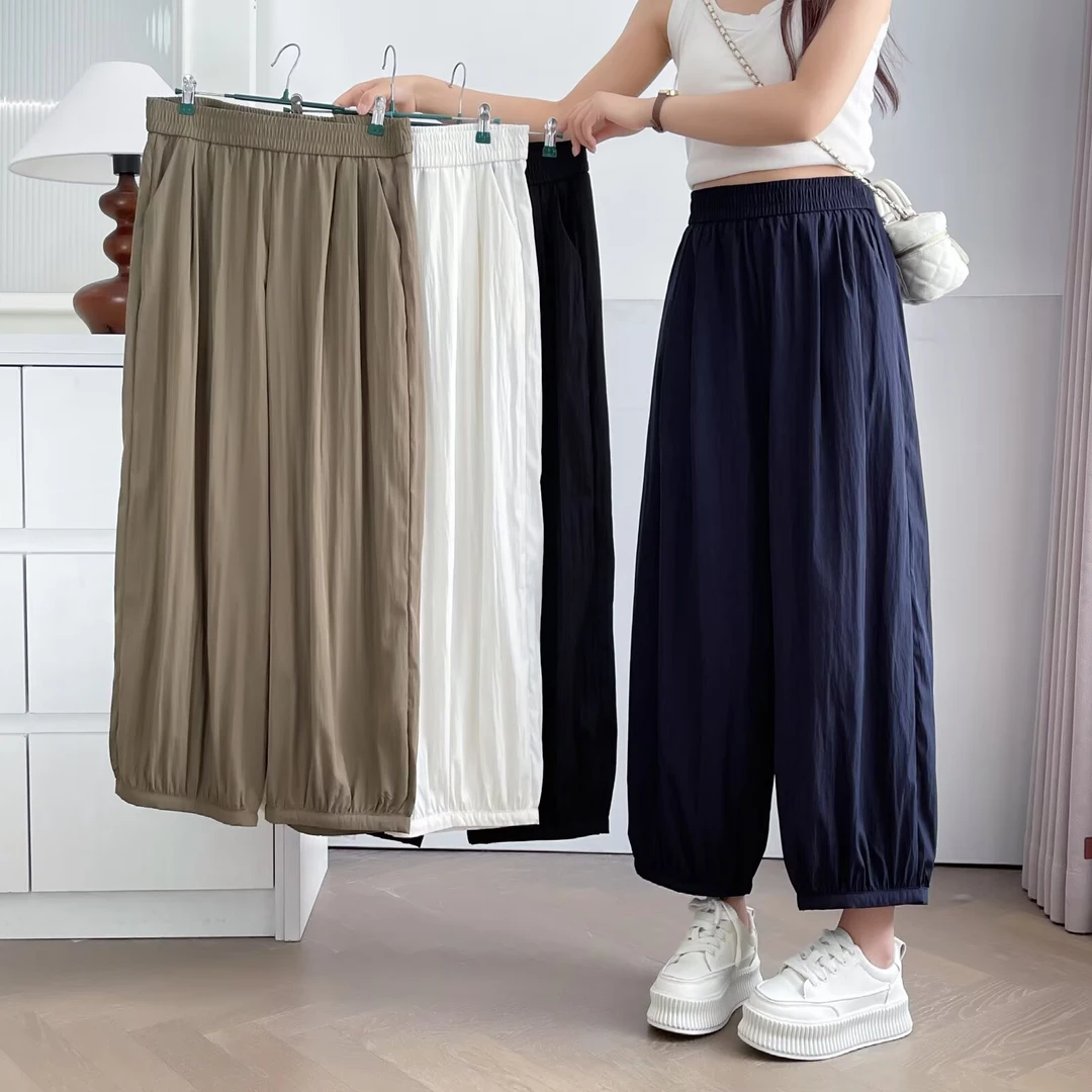 松紧腰大板型大码女装百搭灯笼裤休闲舒适微胖mm清凉夏季新款