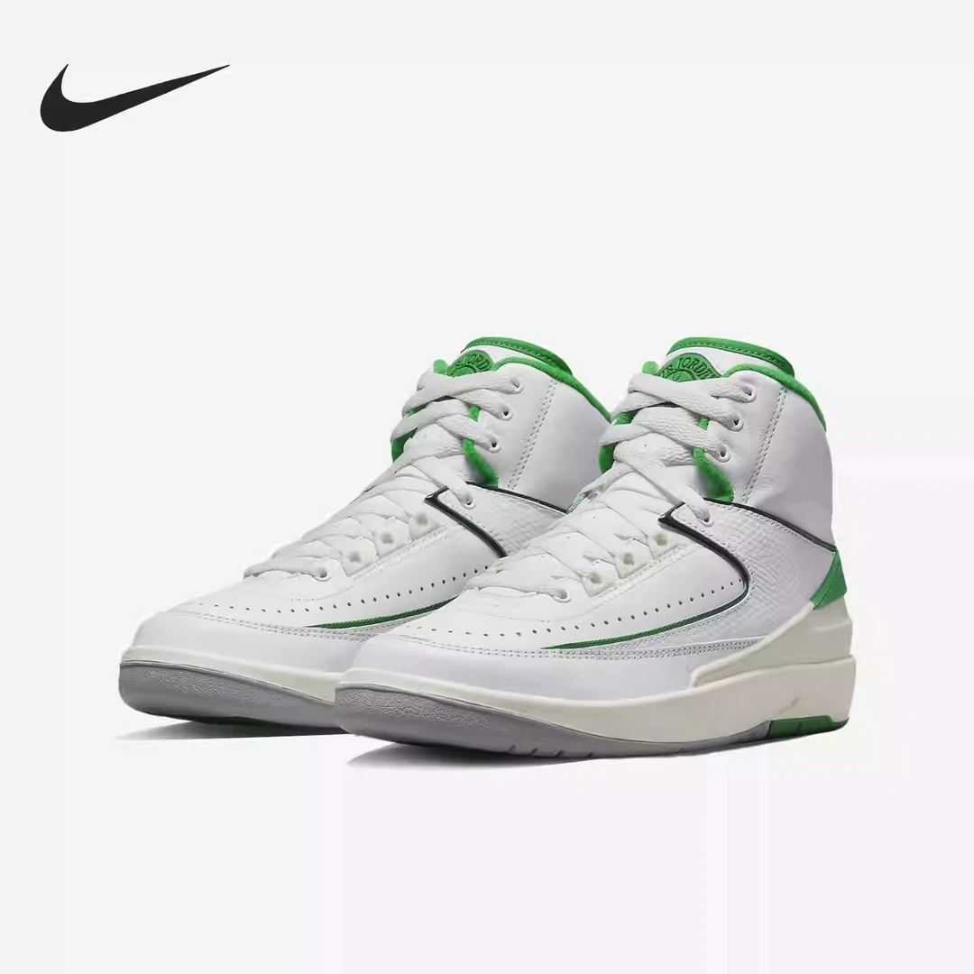 耐克Air Jordan 2 AJ2白绿高帮复古系带篮球鞋童鞋DQ8564-103