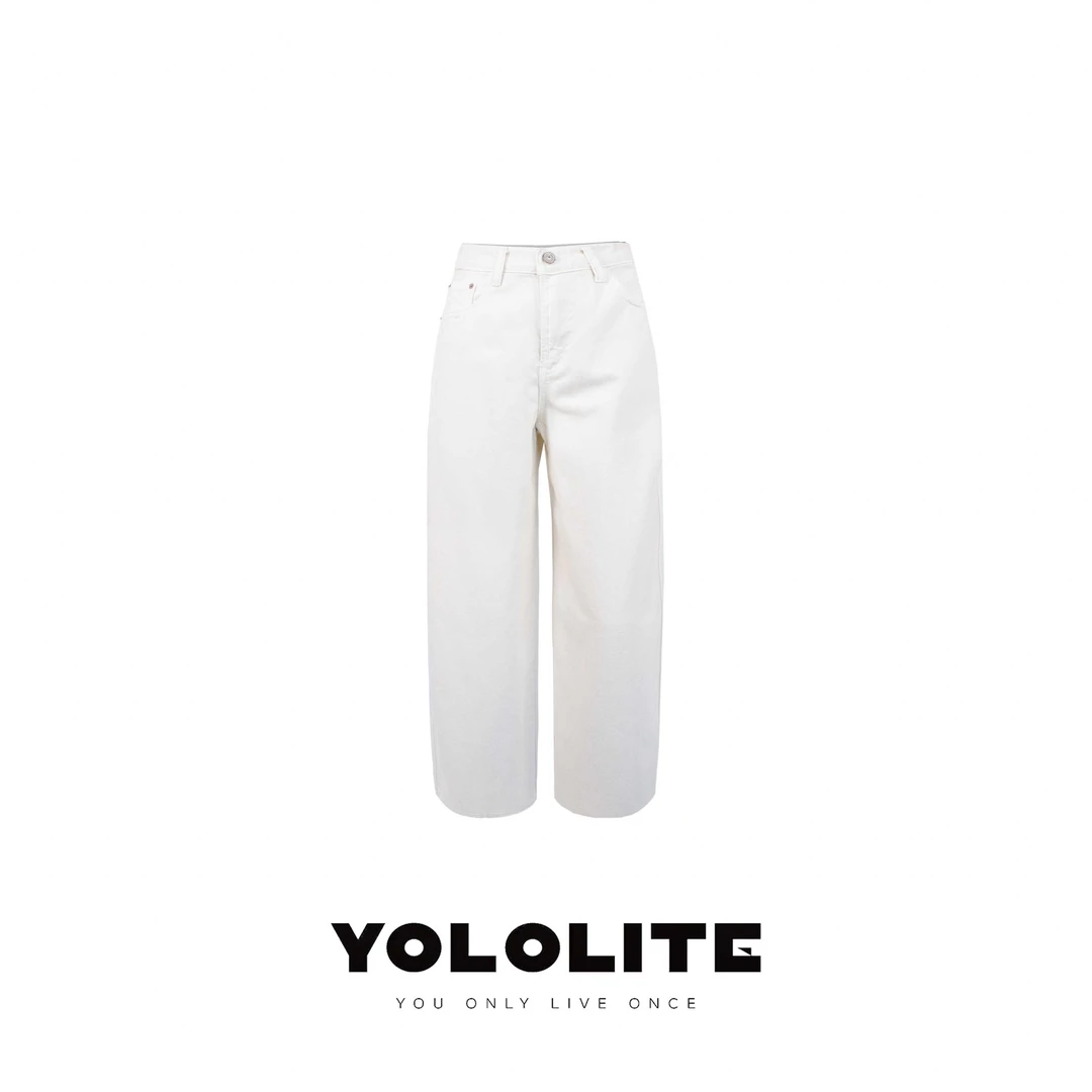 YOLOLITE【轻风叙】2594常规牛仔裤女士纯色九分裤水洗薄款长裤宽松