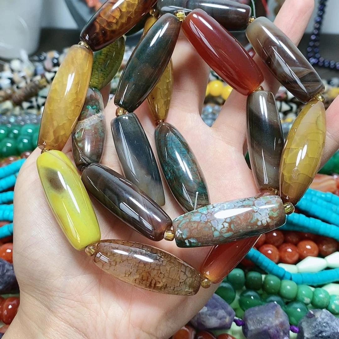 散珠玛瑙/玉髓天珠多宝玛瑙一条