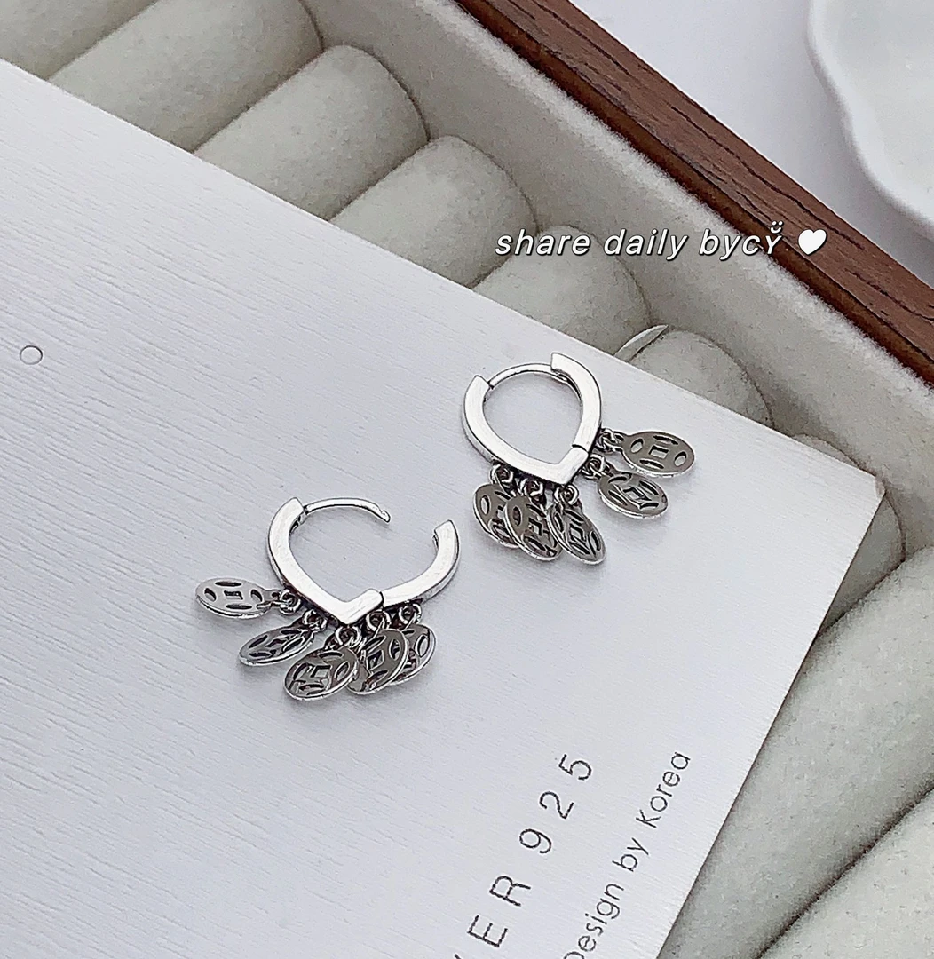 925银耳饰 （老银工厂5号店）013 精品时尚钱钱耳环