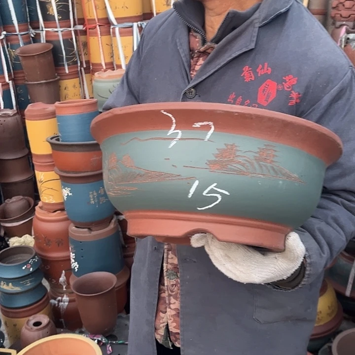 紫砂紫砂花盆和小盆栽