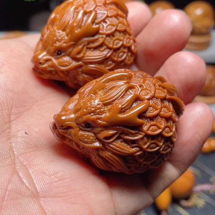 橄榄核手串/手链金币龙龟手球一对3.5左右