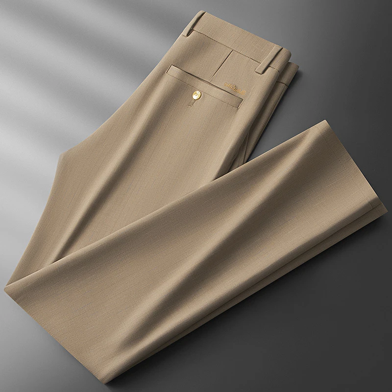 商务通裤子修身夏季免烫纯色男薄款男士筒小直抗皱休闲裤高端勤裤
