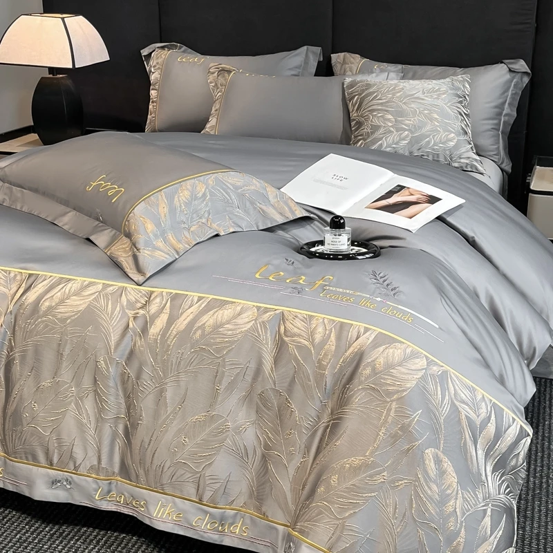 2025春夏新款浮雕刺绣四件套轻奢欧式床上被套床单简约床笠三件套