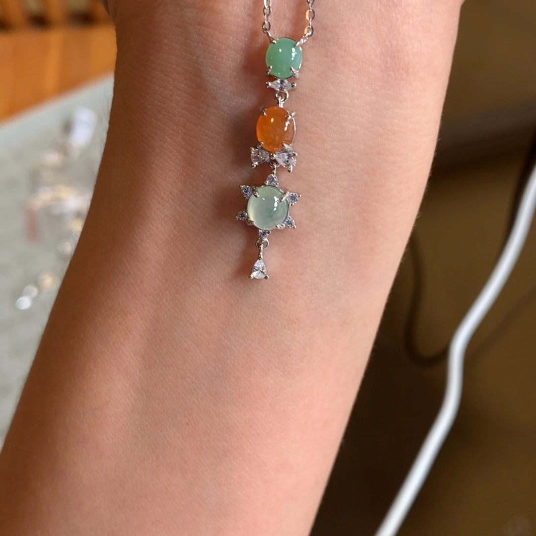 翡翠戒指银S925镶嵌项链44