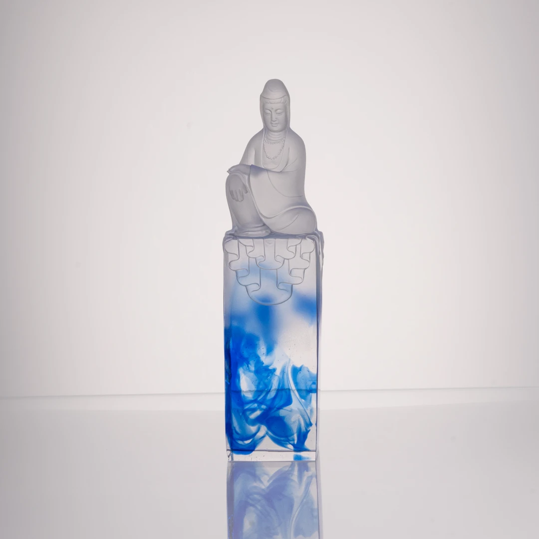 采莲东方美学会客厅【胡跪观音】极简轻奢新中式书置物架摆件