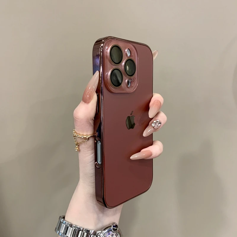 高级纳米磨砂暗红适用苹果1616promax手机壳个性17pro男女15/13硬