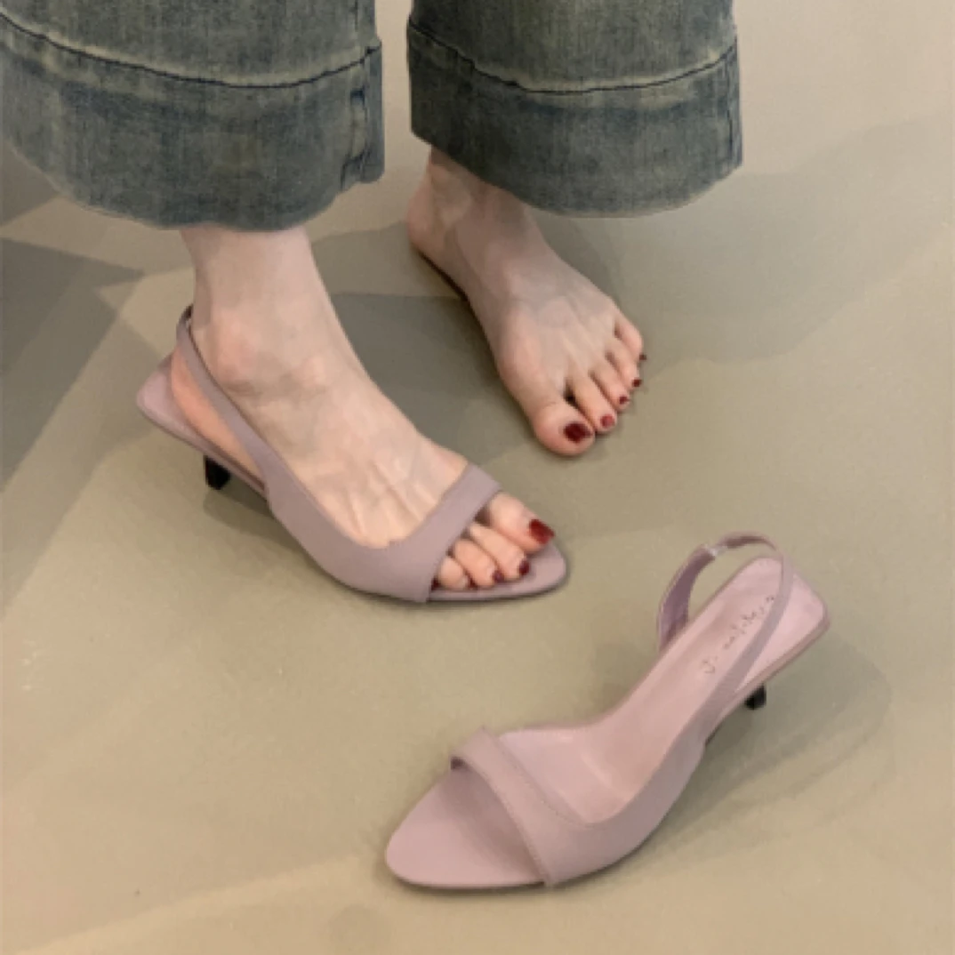 MDH-888-1设计感高跟鞋2025年法式温柔气质仙女风露趾细跟凉鞋