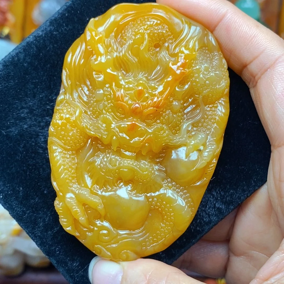 未镶嵌石英质玉（黄龙玉）吊坠(不含链)