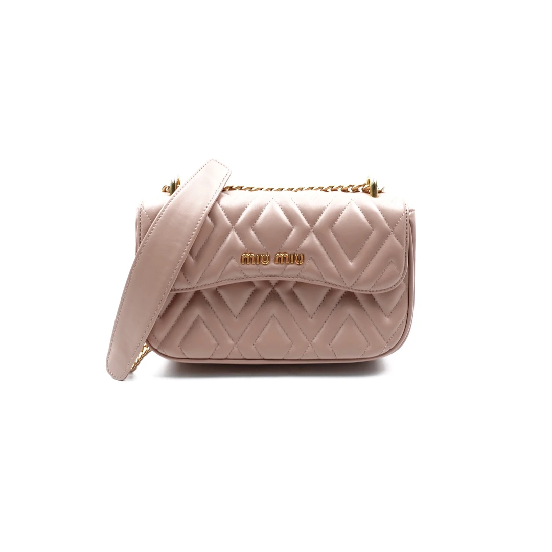 95新 MIU MIU/缪缪 粉色单肩斜挎包T10192636