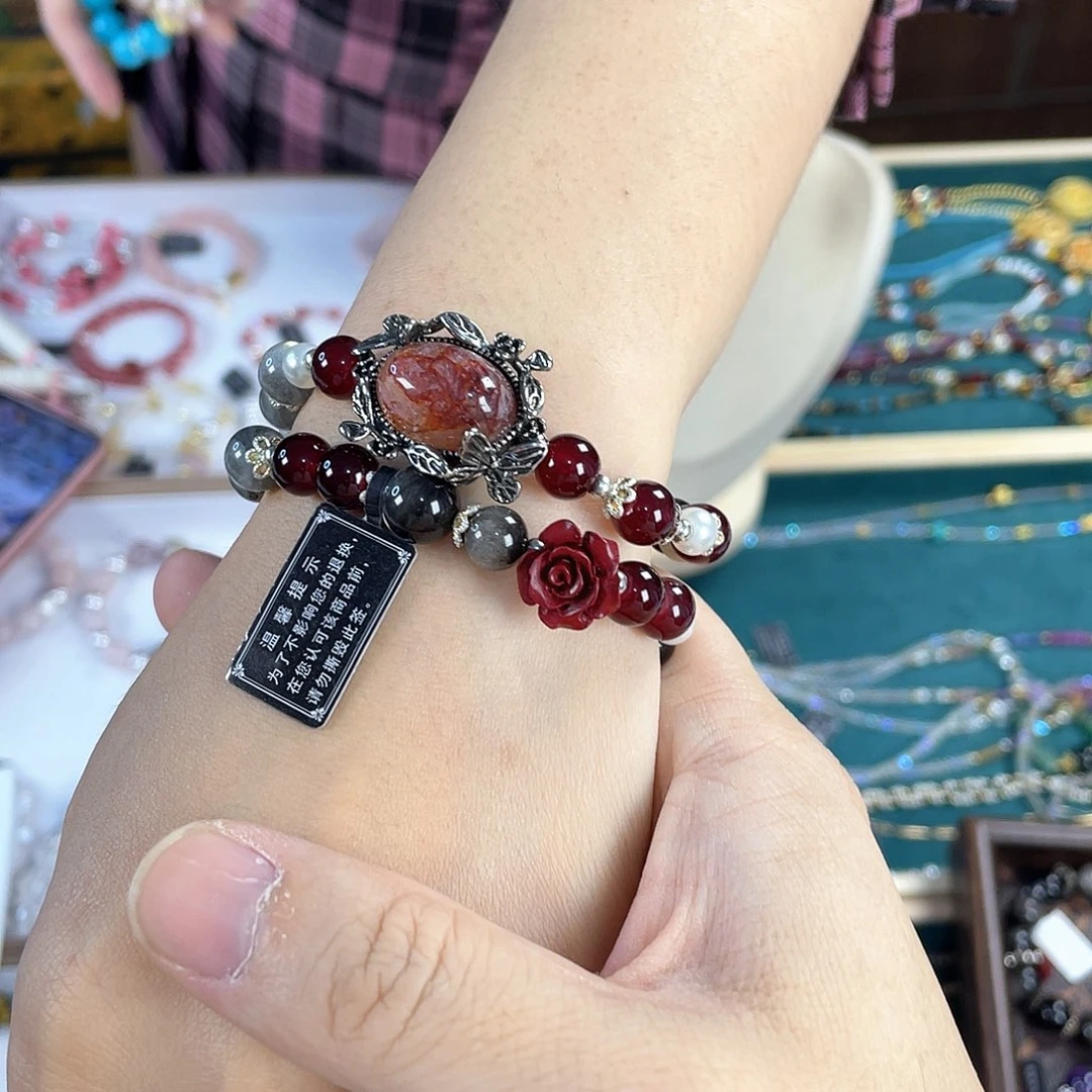 水晶手链银S925镀金镶嵌