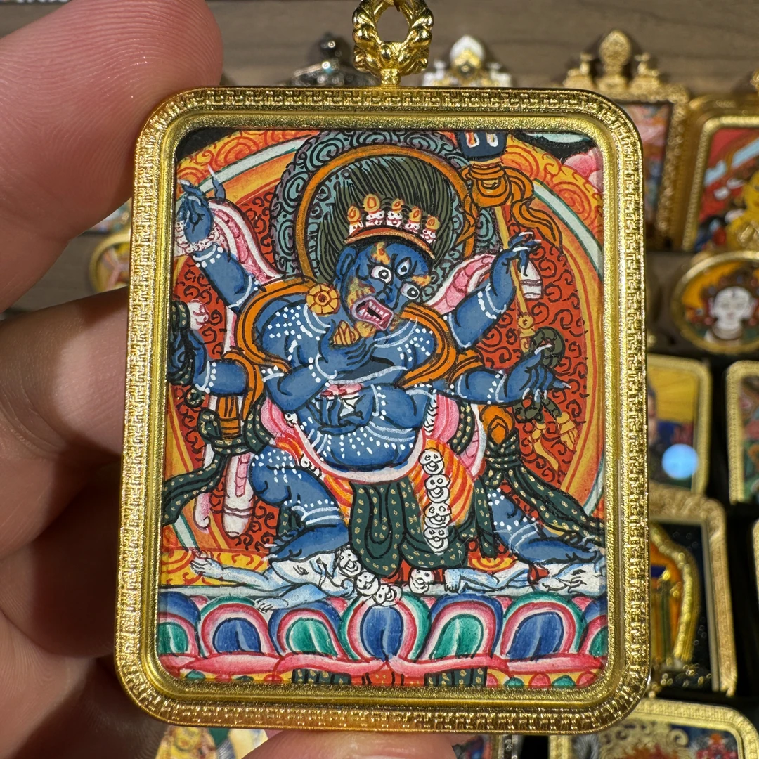 热贡唐卡纯手绘唐卡六臂大纯手工黑天