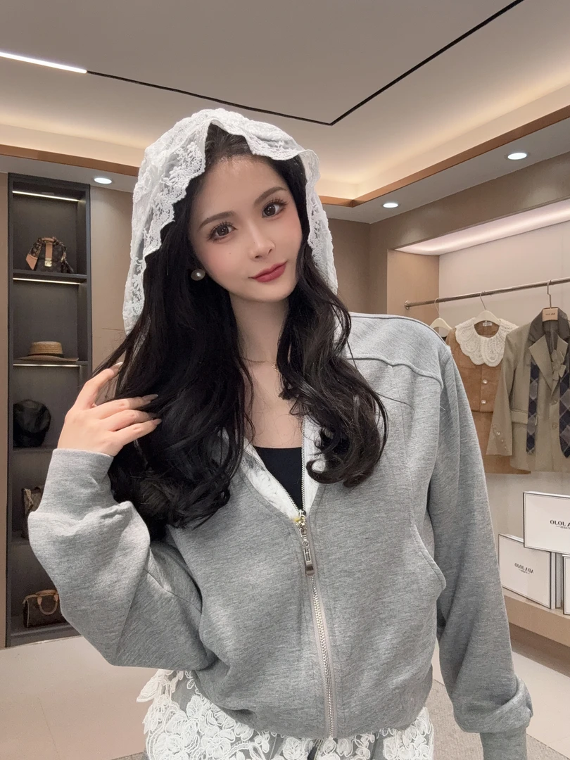 Ada JOJO冬装两件套灰色连帽卫衣休闲长裤系千金风套装DY9201