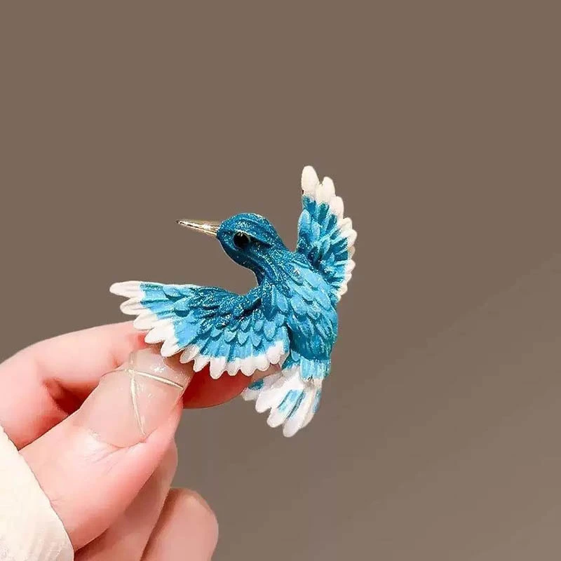 合金羽毛胸针 合金羽毛胸针国风蓝翼小鸟胸针轻奢胸花高级感高档