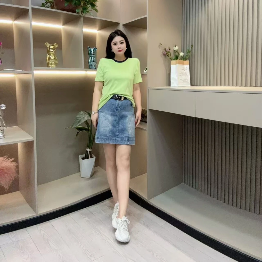 春季半袖-丫 5659时尚洋气潮流显瘦百搭休闲款胖MM大码女装新款