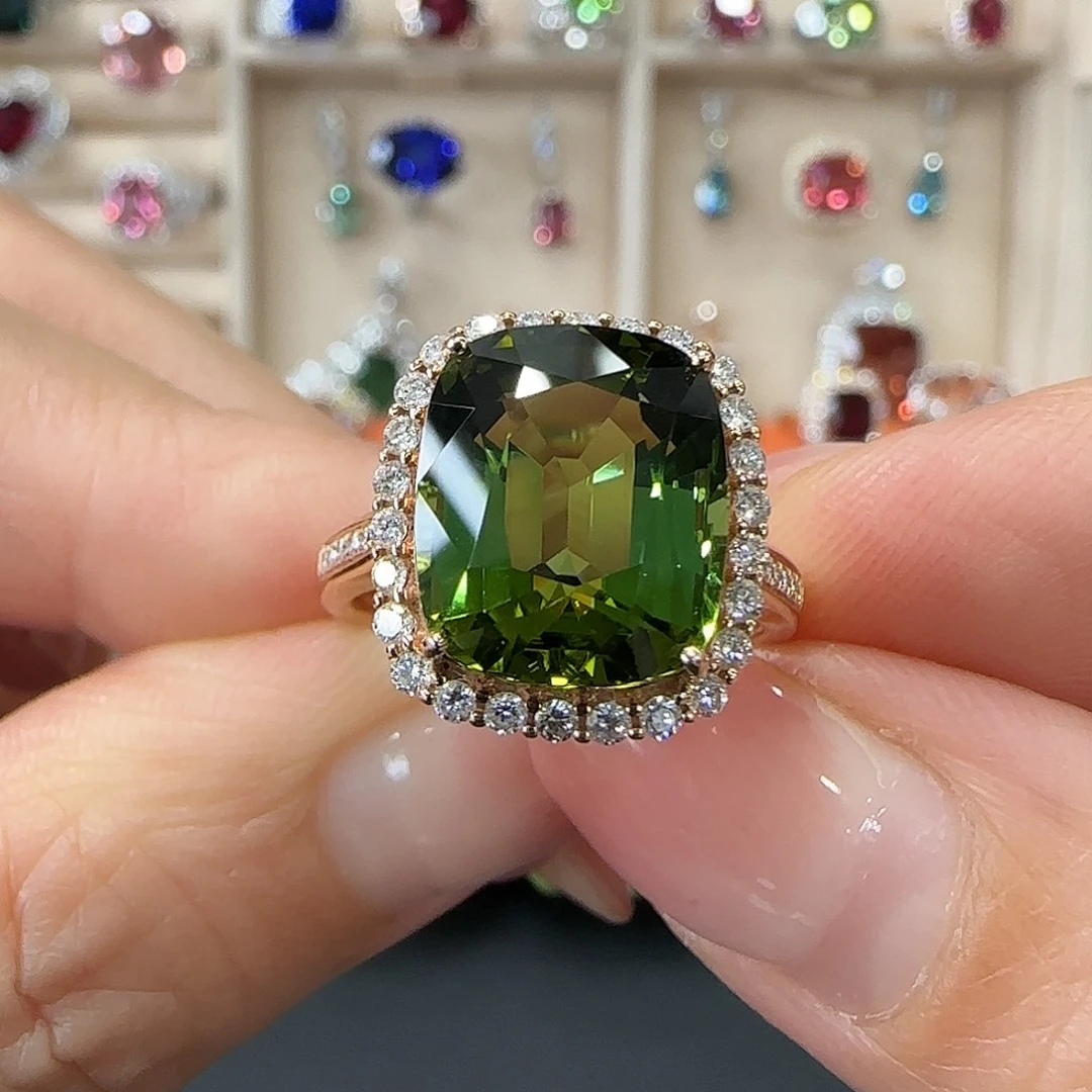 碧玺戒指18K金镶嵌6.94ct