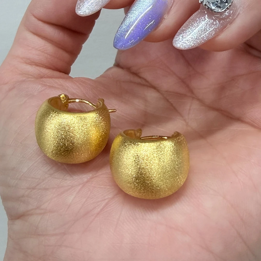 【金耳钉】大耳圈足金999百搭送女友5D零附加精致灵动百搭