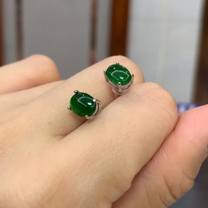 翡翠未镶嵌耳饰翡翠耳钉