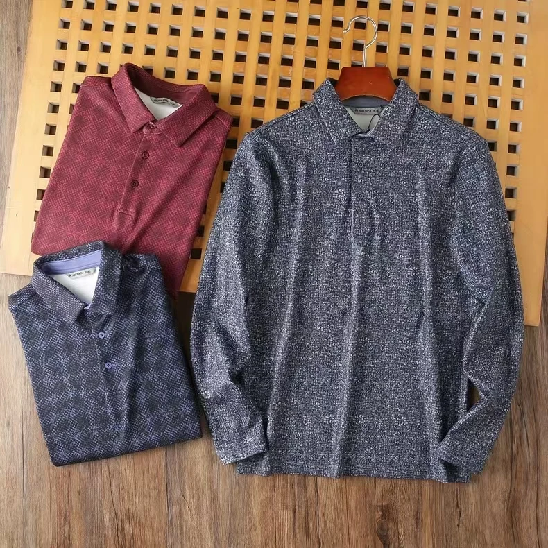 走韩单原单复合加绒弹力保暖秋冬男士休闲纯色打底polo衫