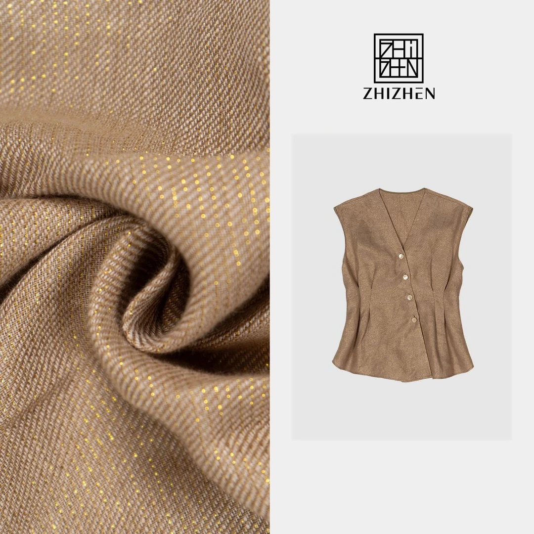 春夏新款设计感金丝褶皱收腰气质背心马甲【默色】