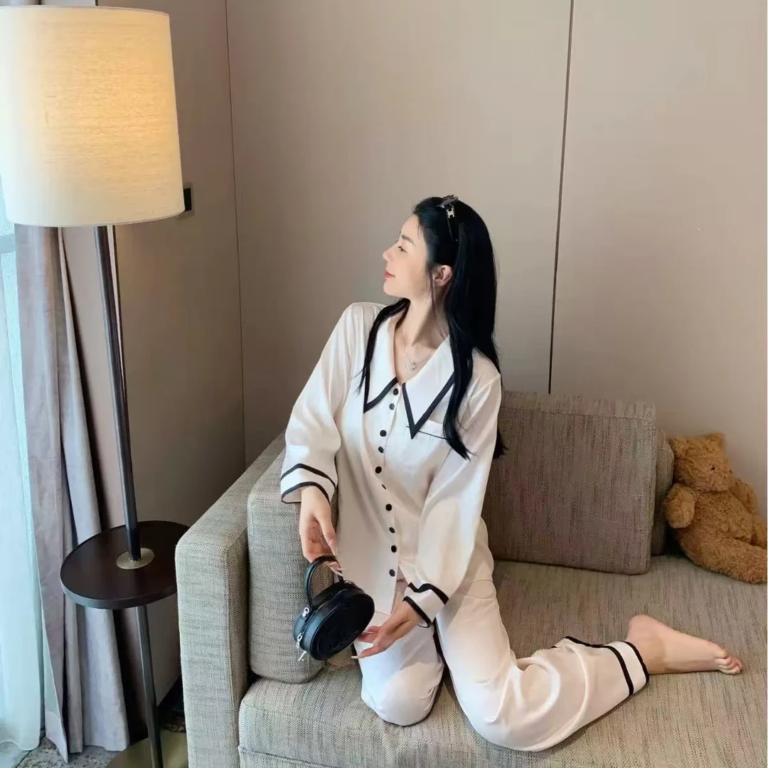 莎莎【香家山茶花】柔光软丝高定秋款睡衣家居服大牌网红同款