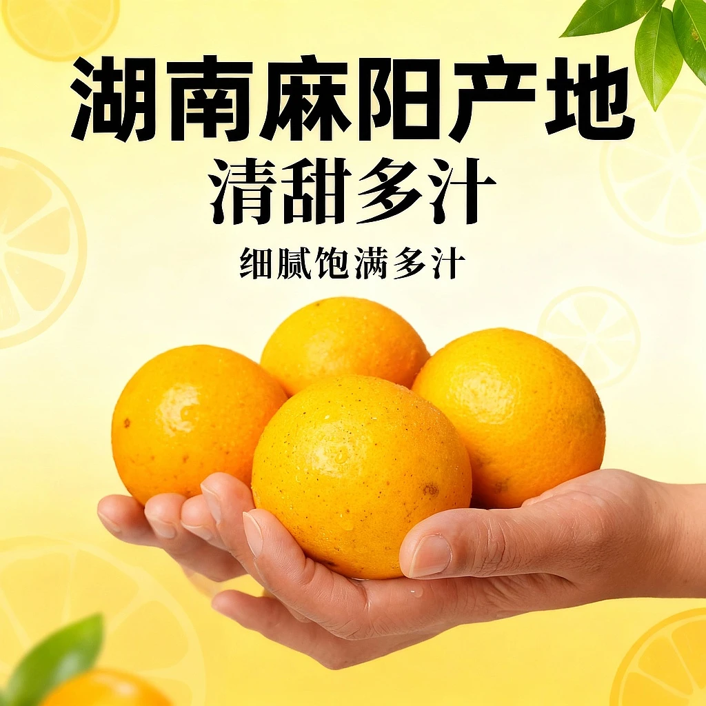 【试吃两个】正宗湖南麻阳冰糖橙新鲜采摘清甜多汁 净重4.5/9斤装