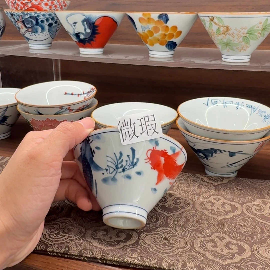 釉下手绘茶具微瑕