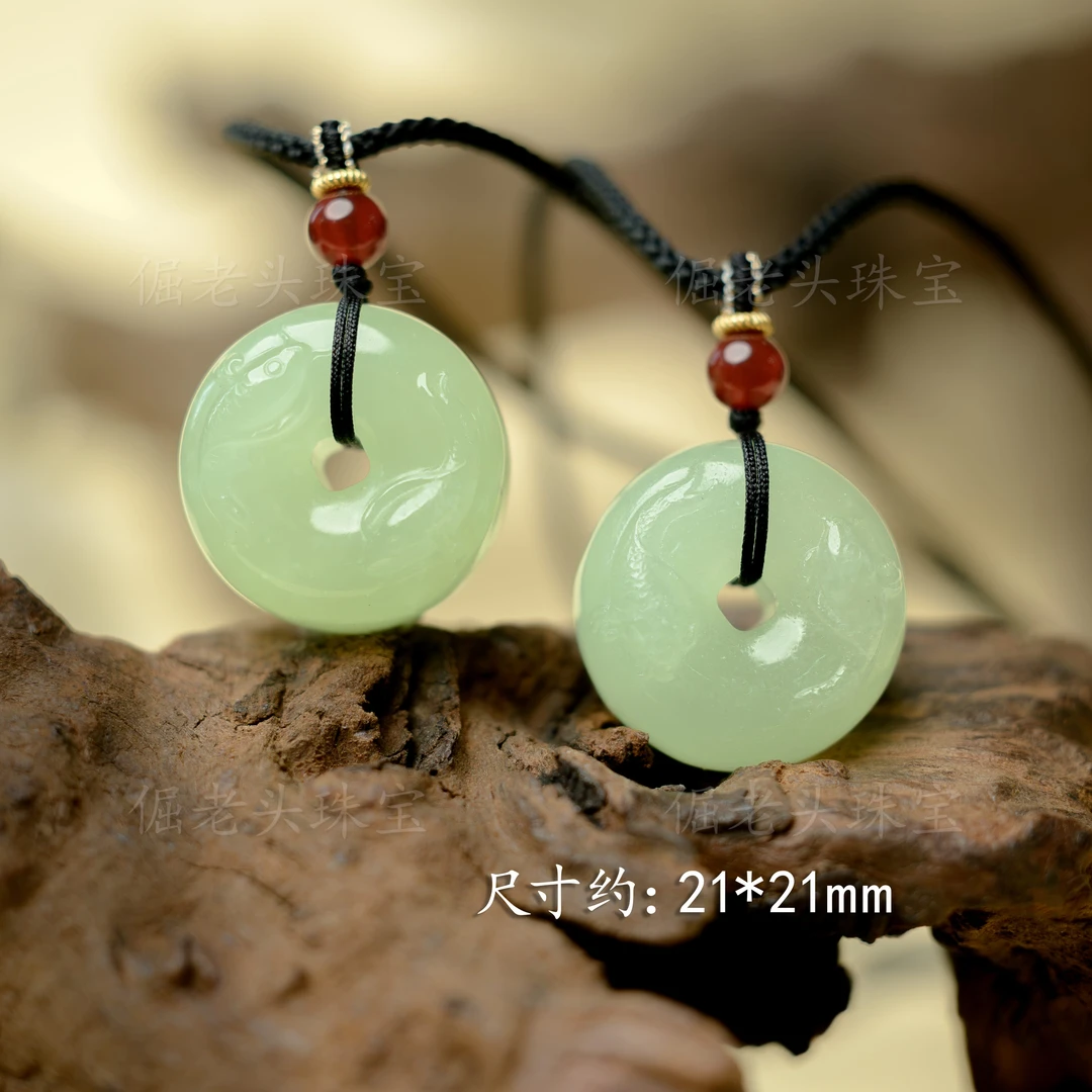 【倔老头工厂】和田玉翠青如鱼得水平安扣吊坠 多样性发一 配绳