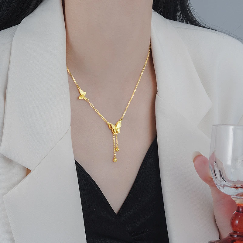 铜合金吊坠 蝴蝶流苏项链女款在逃公主小众轻饰品奢设计高级感百