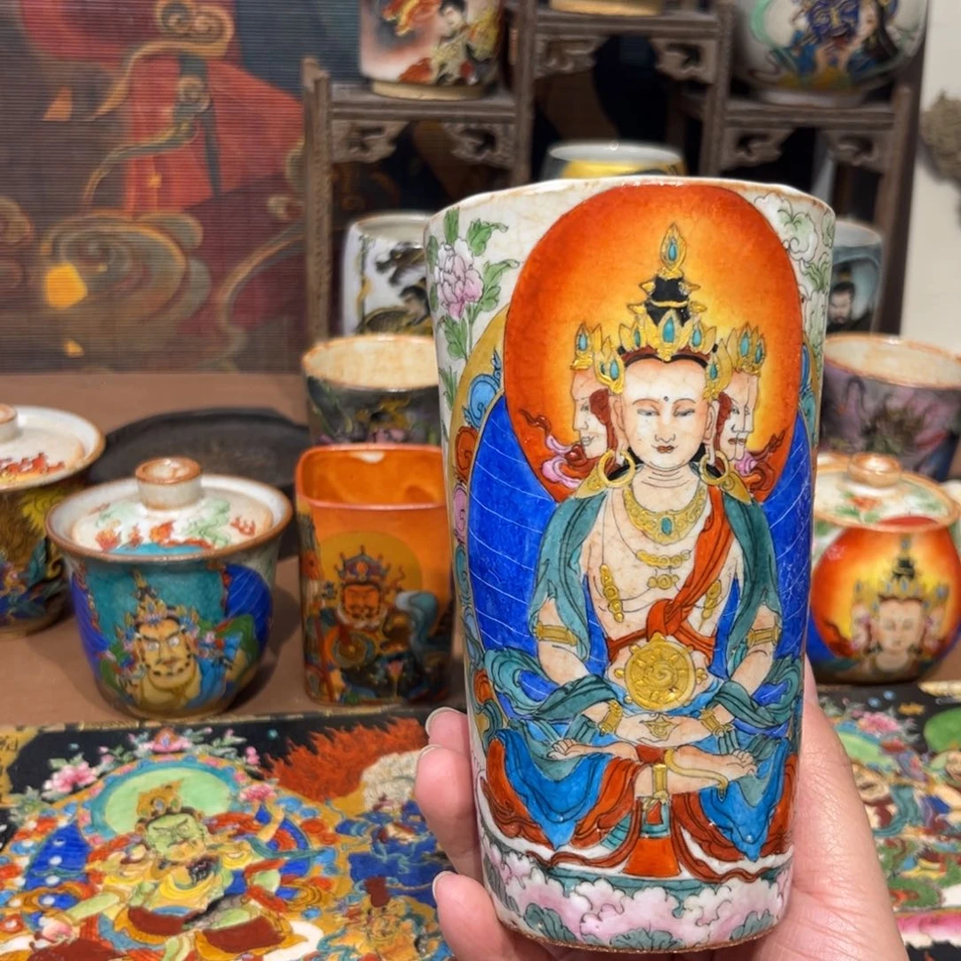 手工手绘大日如来茶杯