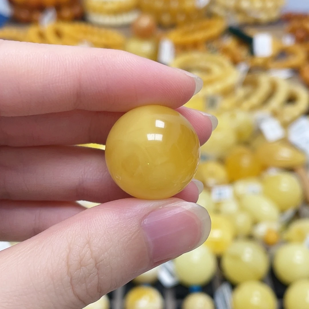蜜蜡未镶嵌珠宝奇石圆珠浓蜜满蜜20.7m m