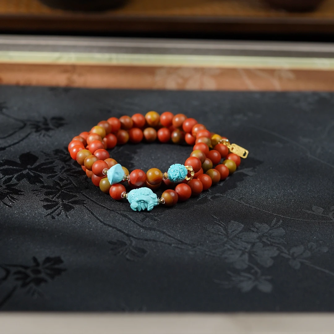 【佩洁】南红*手串*18k金镶嵌（备注手围）