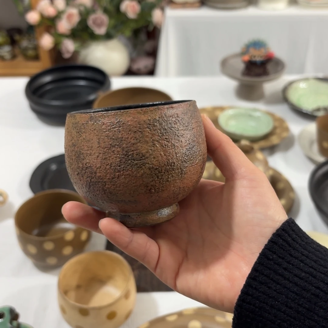 陶棕红油画嘟嘟杯