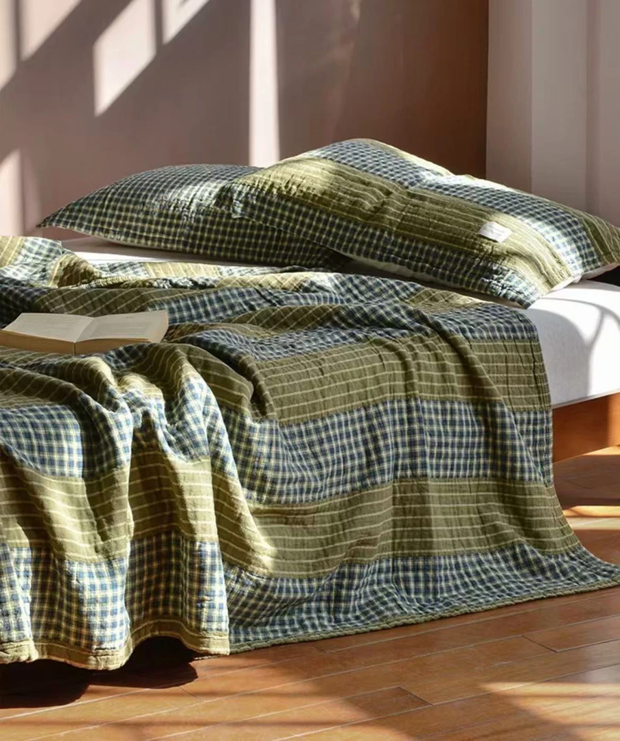 【翠影】日系 诧寂风 纯棉纱布毯子 可铺 可盖