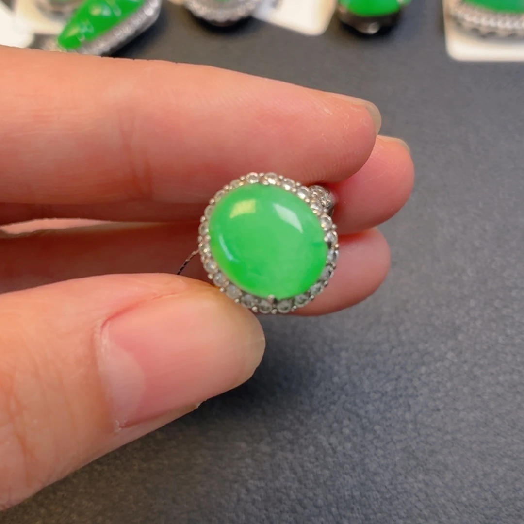 翡翠银S925镶嵌吊坠(不含链)戒指