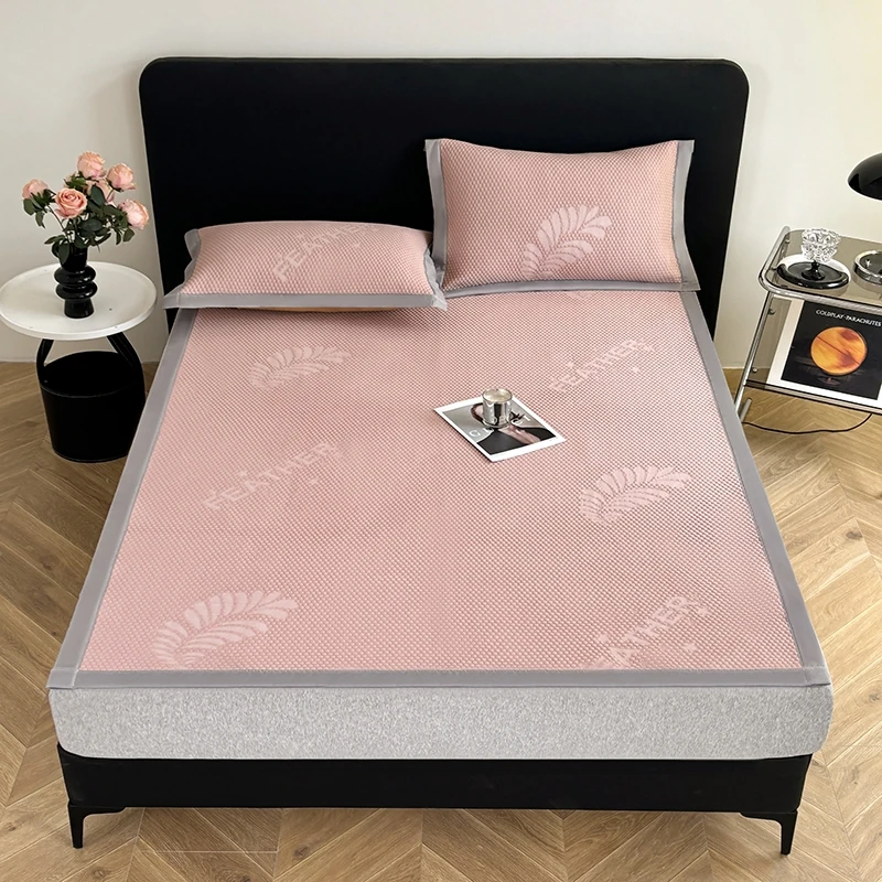 新款PE中分子床单款冰豆豆凉感软凉席三件套