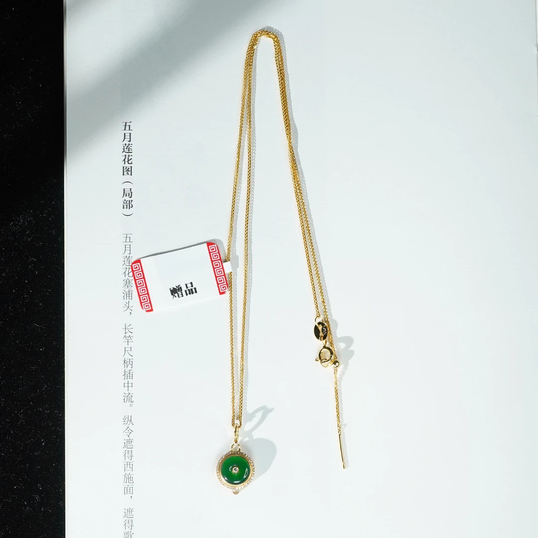 【佩洁】翡翠*吊坠*18k金镶嵌