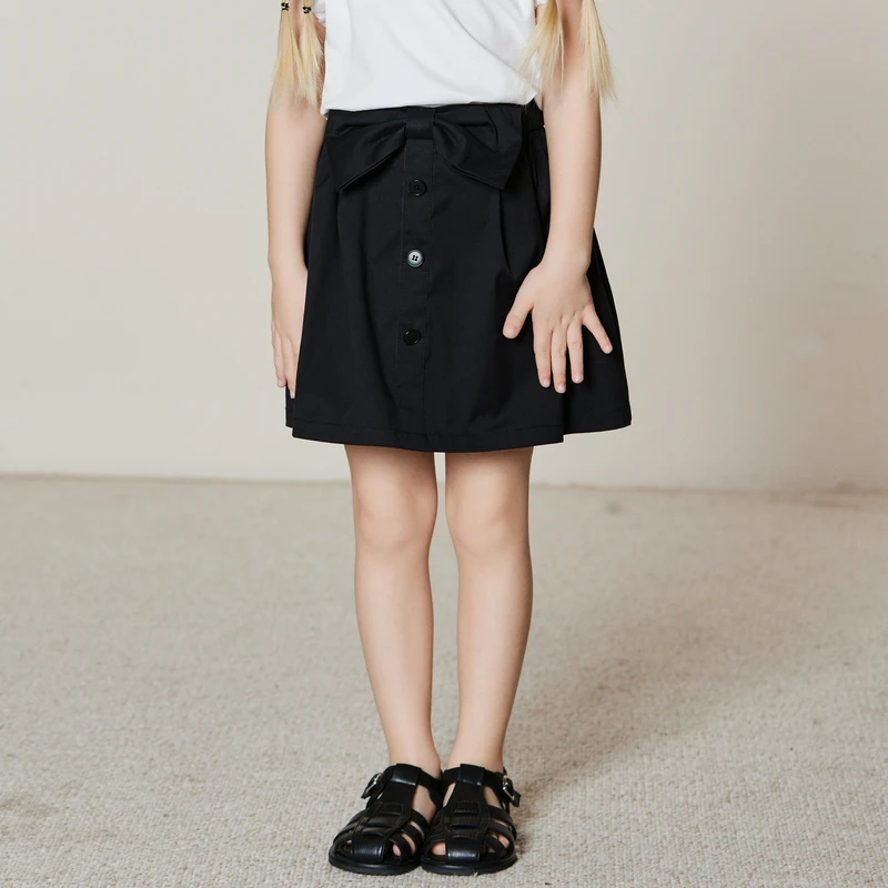 ff&dd童装2025夏季半身裙女童排扣休闲气质裙高级a字裙女百褶裙