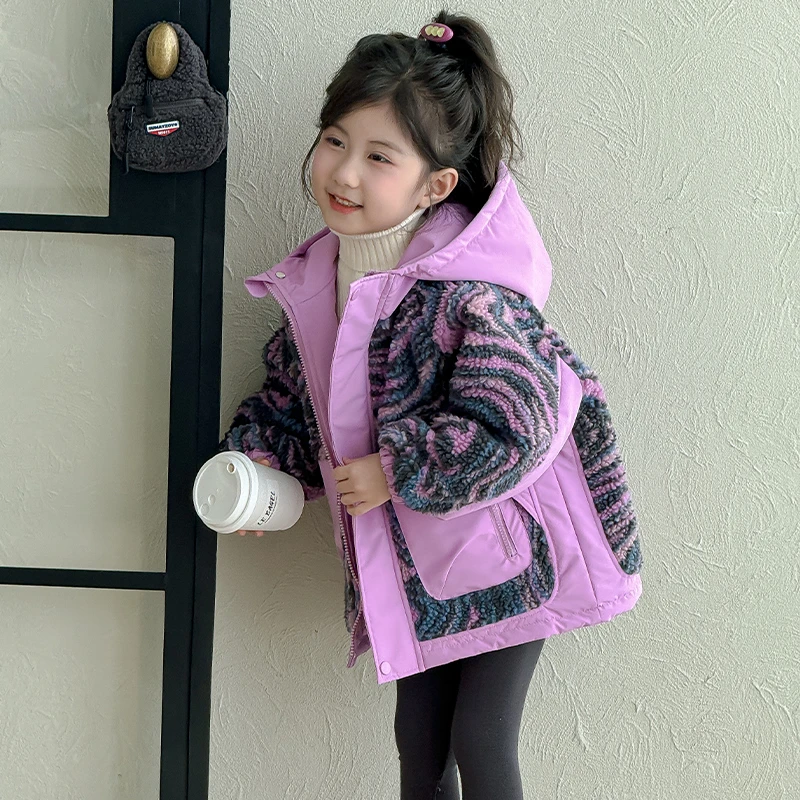 儿童外套秋冬2025新款冬季宝宝夹棉加厚上衣费尔岛毛毛衣女童冬装
