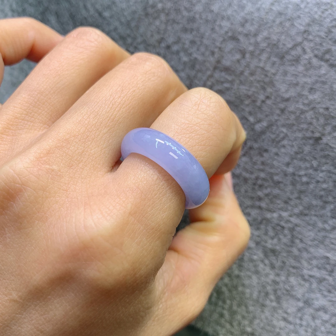 13圈口缅甸天然翡翠A货冰满圈紫罗兰戒指319#