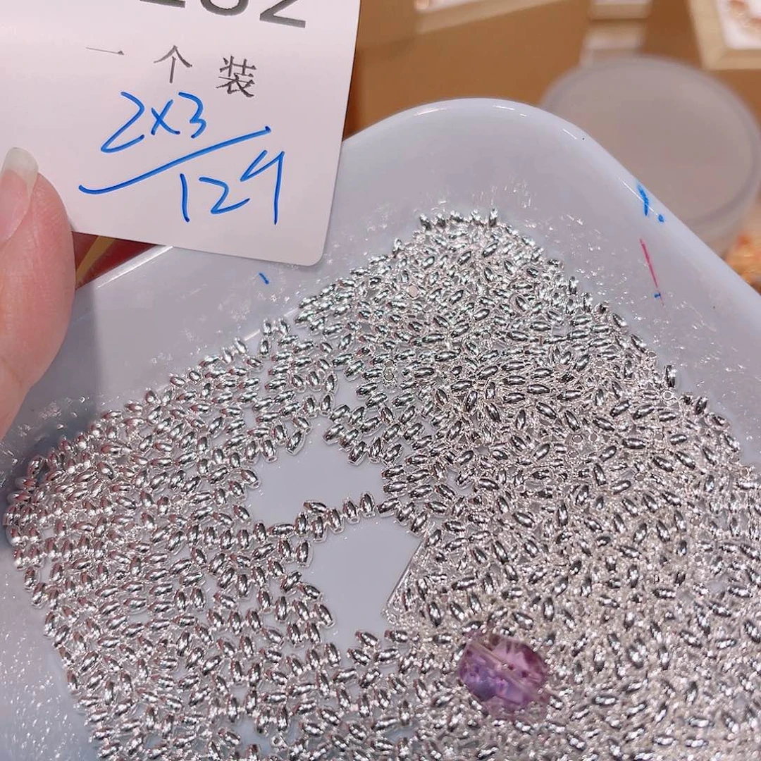 水晶珠宝半成品银S925镀金镶嵌182 。