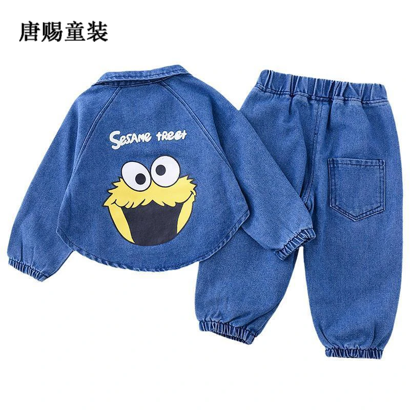 男童套装春秋2025新款帅气时髦宝宝春秋季儿童痞帅风牛仔两件套潮