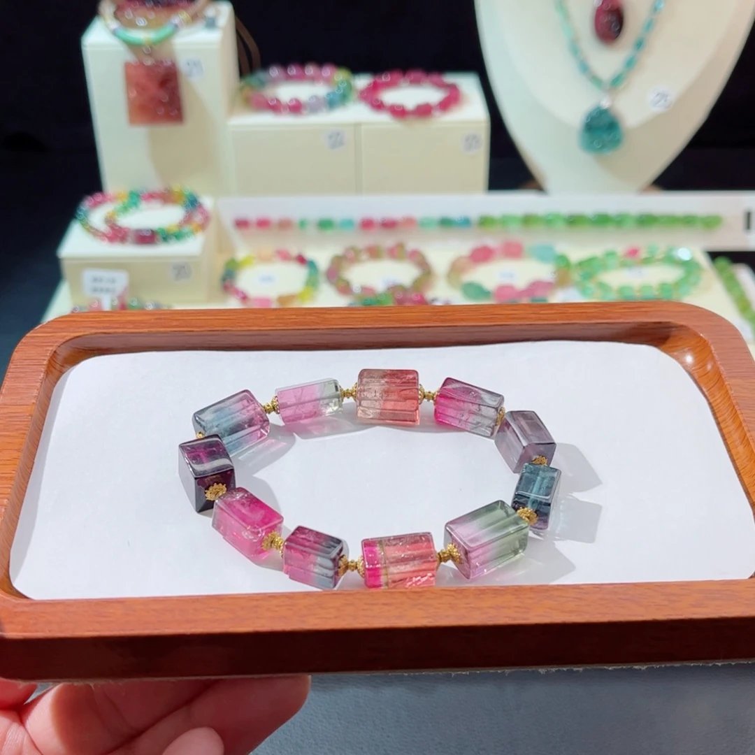 碧玺手串18K金镶嵌手串