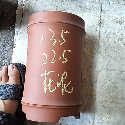 红泥竹节一个花盆花泥