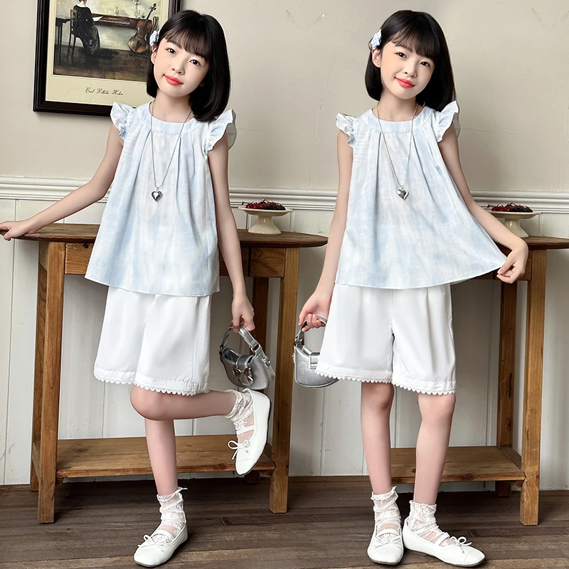 女童夏季套装2025新款时尚潮流可爱甜美韩版儿童服装中大童薄款