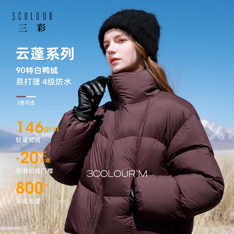 【高蓬高充绒】三彩2025冬季新款防水易打理羽绒服90白鸭绒M