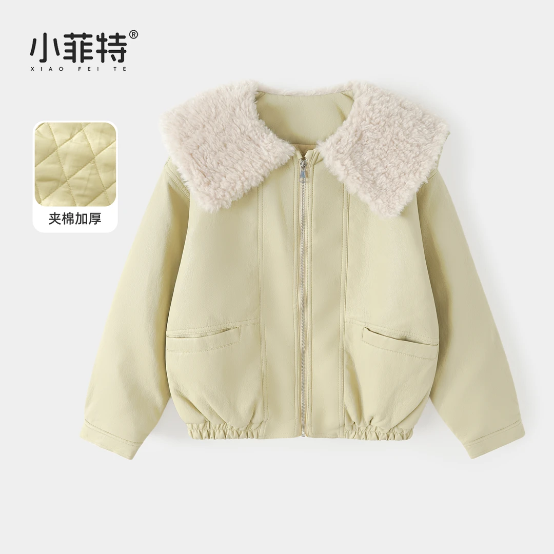 小菲特女童冬加厚绒毛外套中大童保暖皮衣儿童休闲夹克BGYD56550