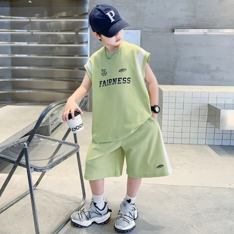 男童夏装背心套装男孩2025新款中大童夏天韩版儿童夏季运动两件套