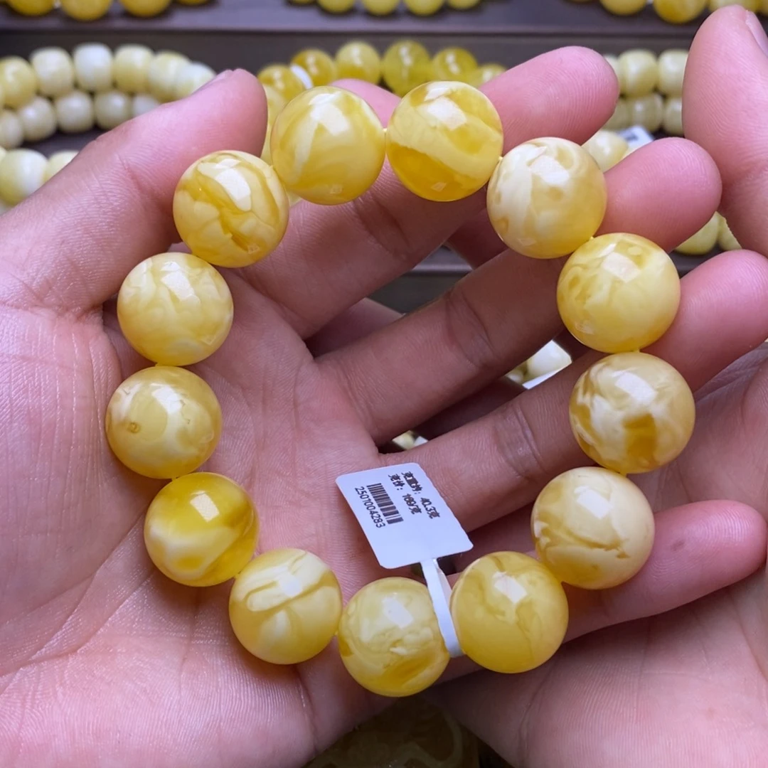 未镶嵌蜜蜡裸石17+圆珠手串